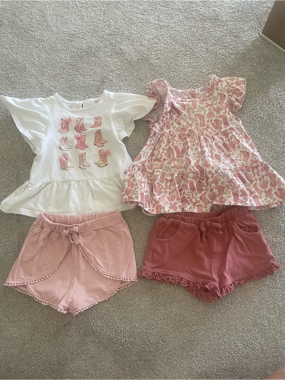 Cynthia Rowley Girls White & Pink Cowboy Boot Matching Set
